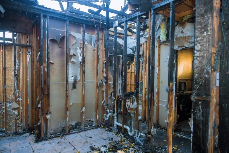 Burn house fire restoration insurance agency