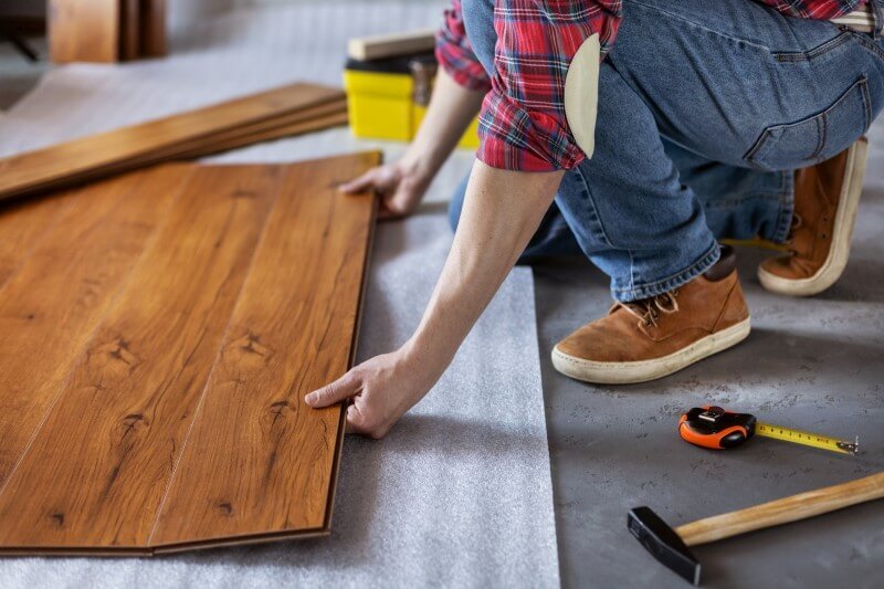 Hardwood Floor Installer 3 Worker hardwood floor installing